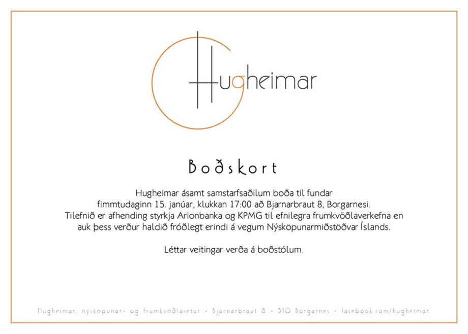 Viðburður í Hugheimum - Boðskort